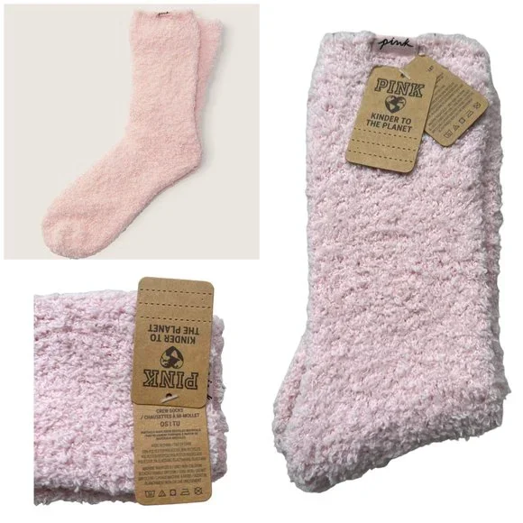 Victoria's Secret PINK FUZZY MID-CALF SOCK MARSHMALLOW KNIT Sherpa SOCKS Choose - Picture 4 of 5